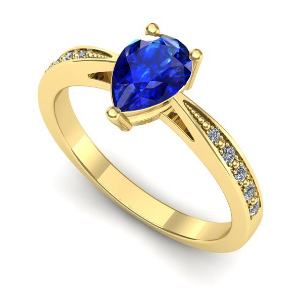 Inel de logodna din aur galben cu safir