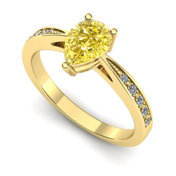 Inel logodna din aur galben cu safir galben