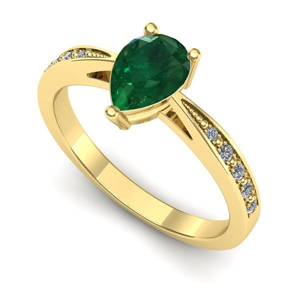 Inel din aur galben cu smarald