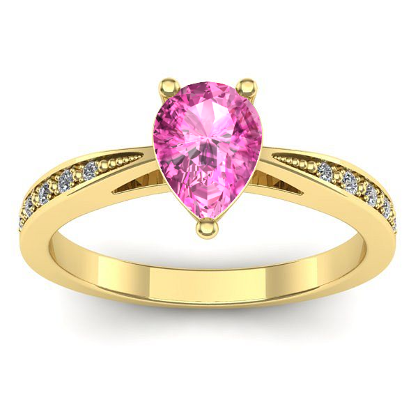 Inel logodna cu safir roz lacrima