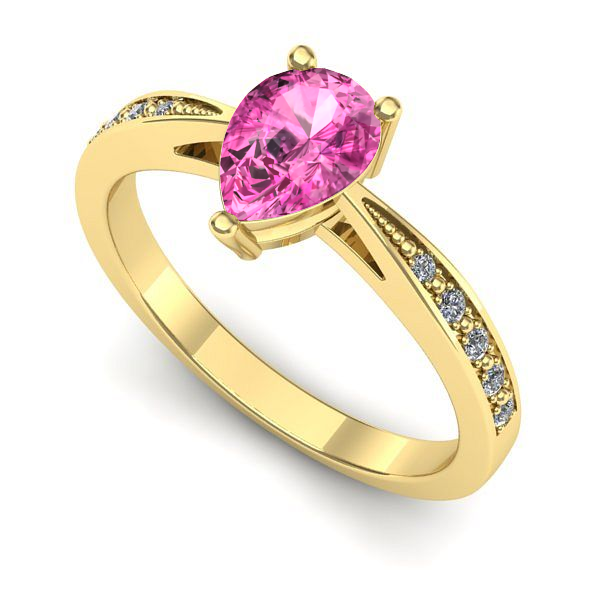 Inel de logodna din aur galben cu safir roz