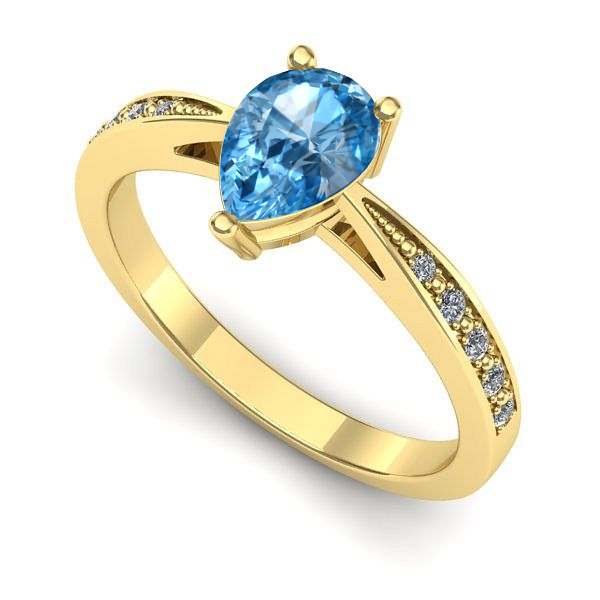 Inel din aur galben cu topaz blue