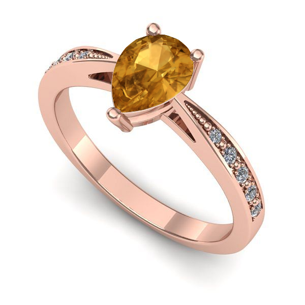 Inel logodna din aur roz cu citrin