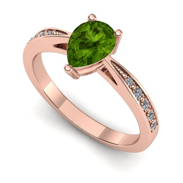 Inel logodna din aur roz cu peridot