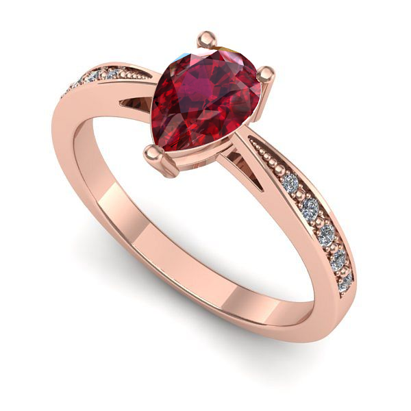 Inel de logodna din aur roz cu rubin