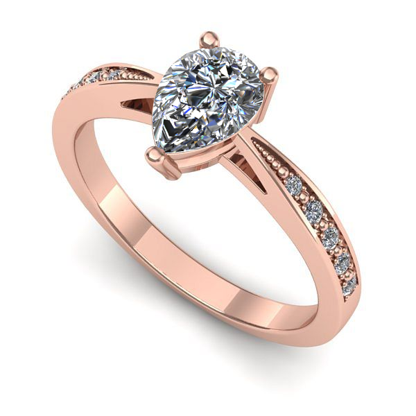 Inel din aur roz cu safir alb