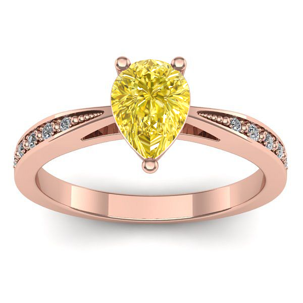 Inel logodna cu safir galben lacrima