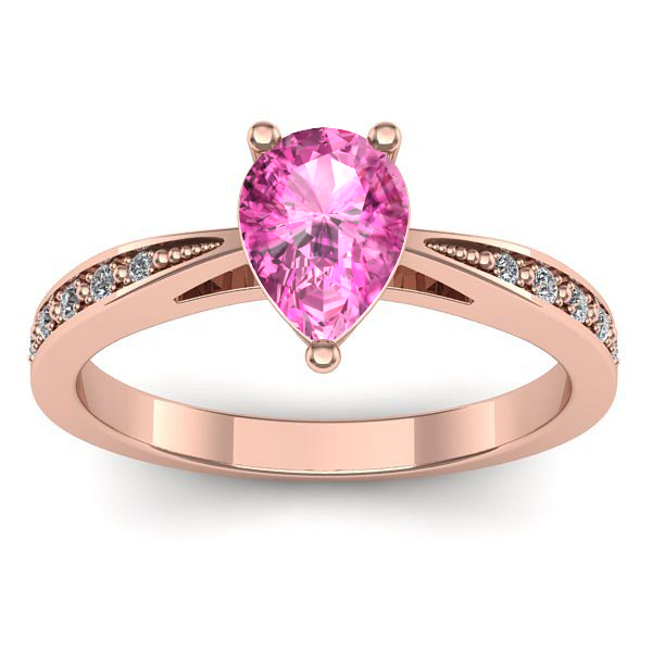 Inel logodna cu safir roz lacrima