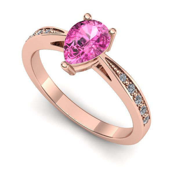 Inel din aur roz cu safir roz