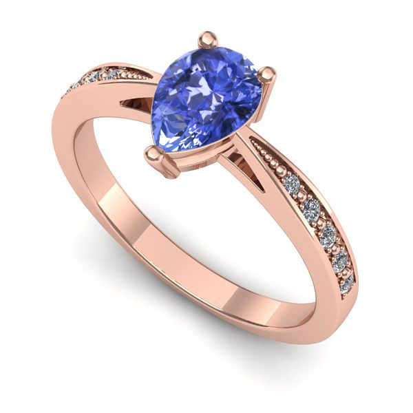 Inel de logodna din aur roz cu tanzanit