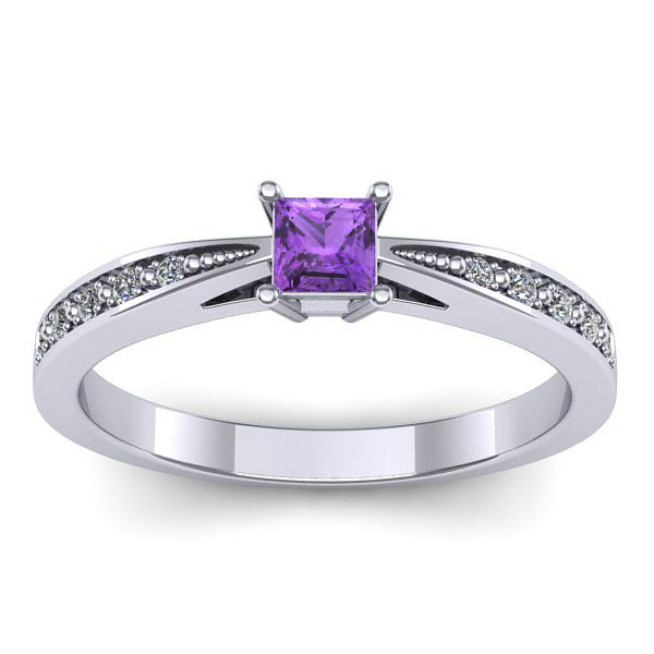 Inel cu ametist patrat