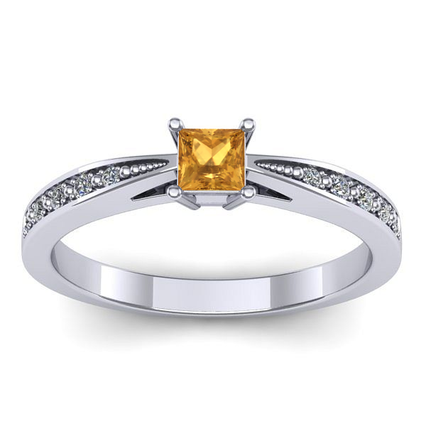 Inel de logodna cu citrin patrat