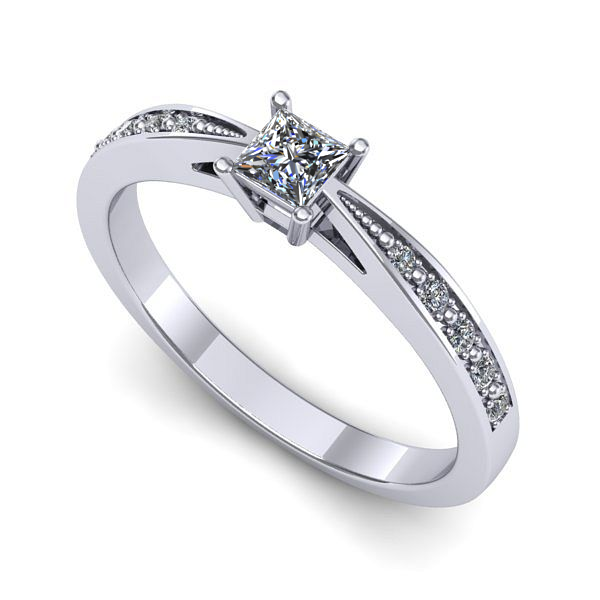 Inel de logodna din aur alb cu diamant