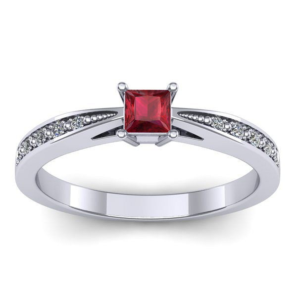 Inel cu rubin patrat