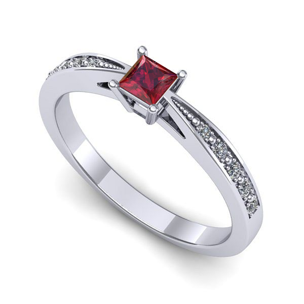 Inel din aur alb cu rubin