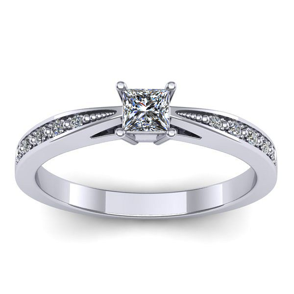 Inel logodna cu safir alb patrat