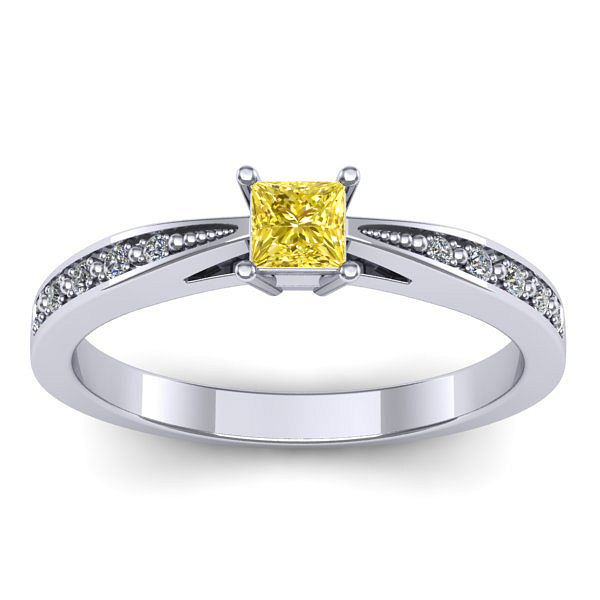 Inel cu safir galben patrat