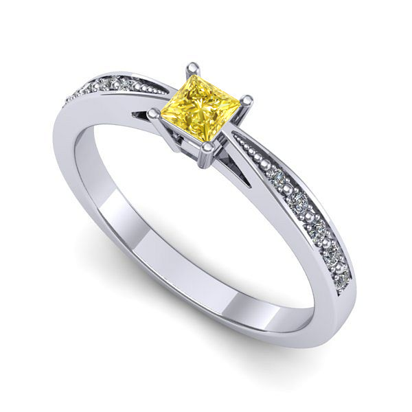 Inel din aur alb cu safir galben