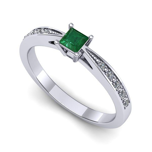 Inel din aur alb cu smarald