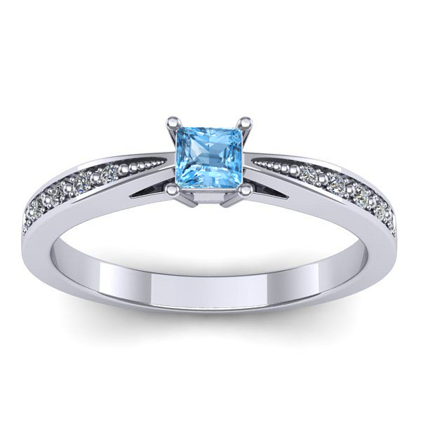 Inel cu topaz blue patrat