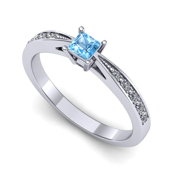 Inel din aur alb cu topaz blue