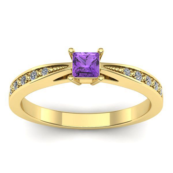 Inel cu ametist patrat