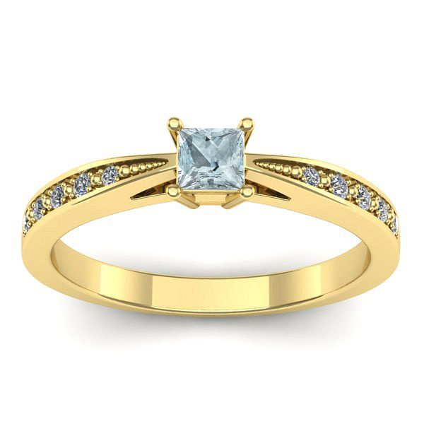 Inel cu aquamarin patrat