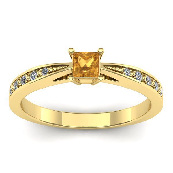 Inel logodna cu citrin patrat