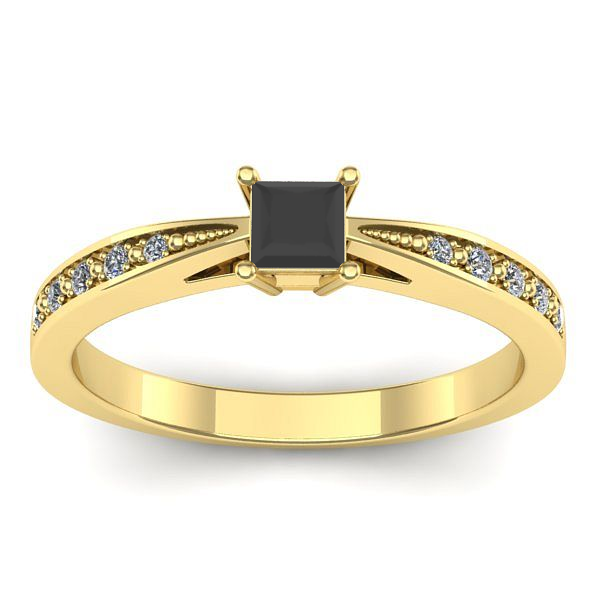 Inel cu diamant negru patrat