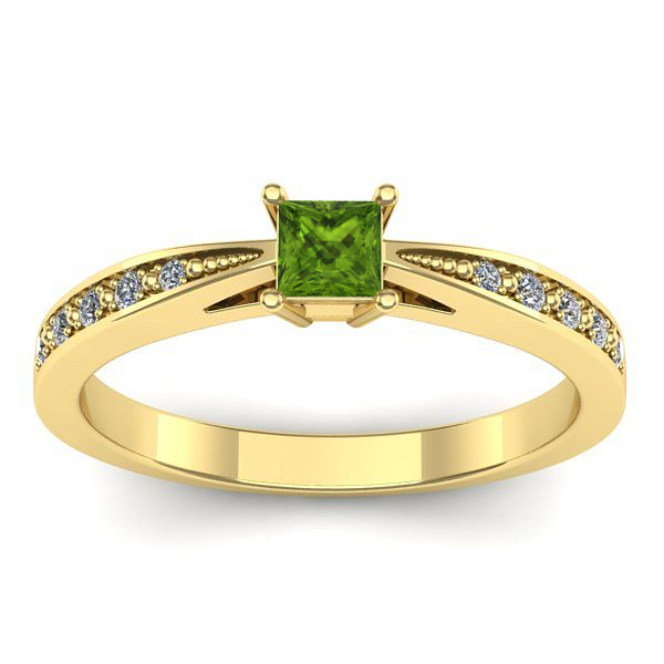 Inel cu peridot patrat