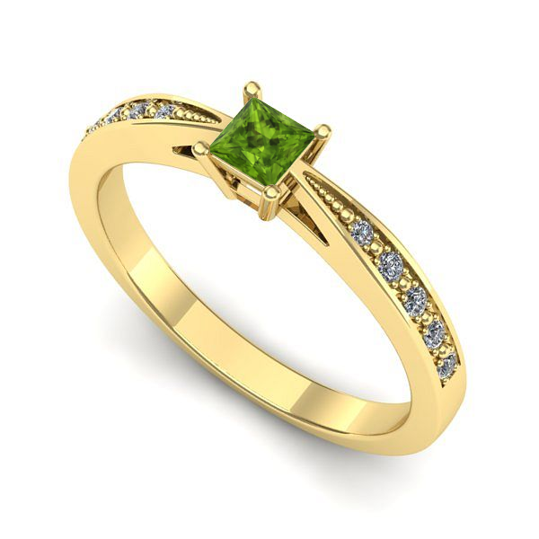 Inel logodna din aur galben cu peridot