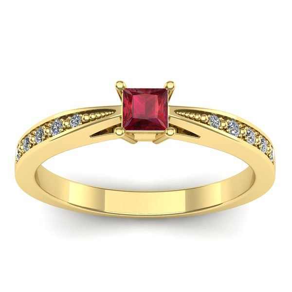 Inel de logodna cu rubin patrat