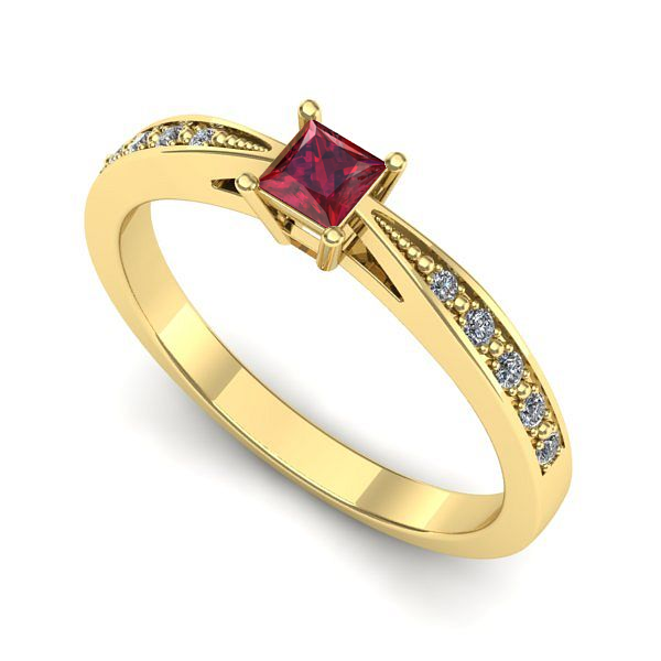 Inel logodna din aur galben cu rubin
