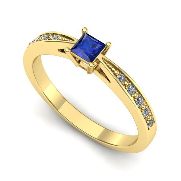 Inel logodna din aur galben cu safir