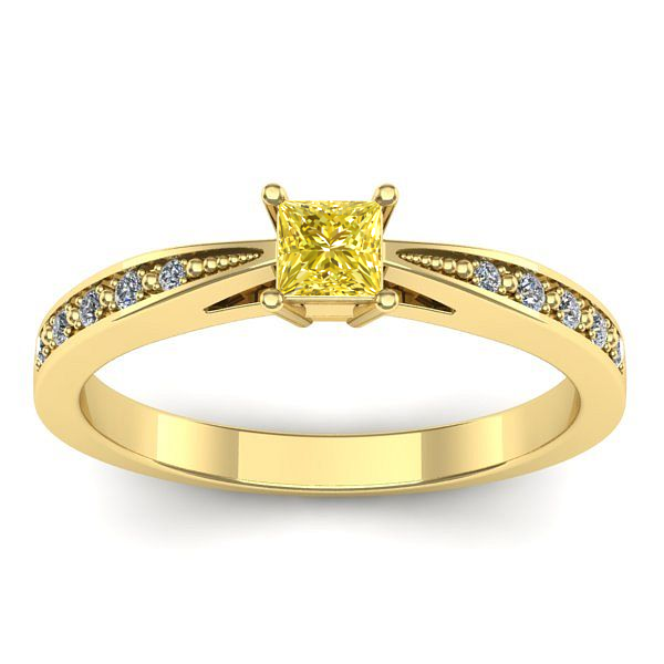 Inel cu safir galben patrat