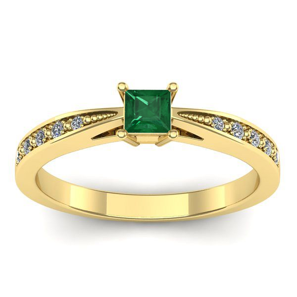 Inel logodna cu smarald patrat