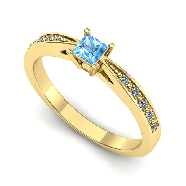 Inel de logodna din aur galben cu topaz blue