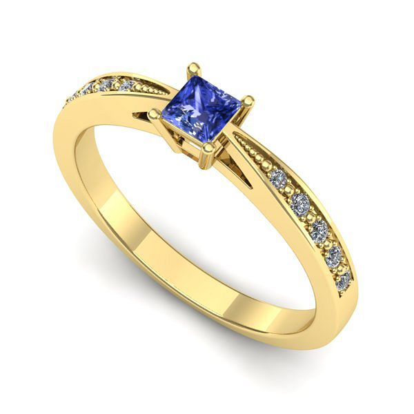 Inel logodna din aur galben cu tanzanit
