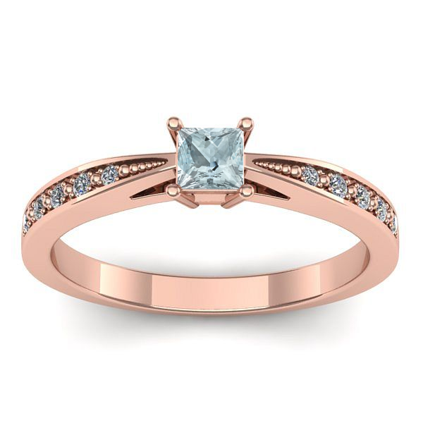 Inel cu aquamarin patrat