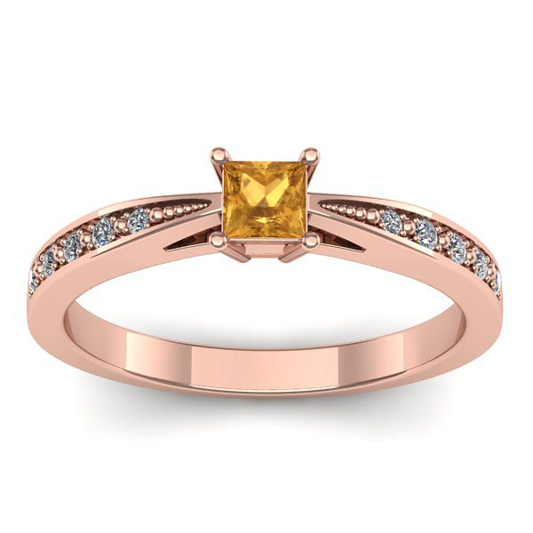 Inel cu citrin patrat