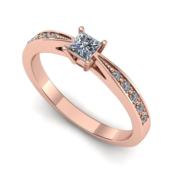 Inel din aur roz cu diamant