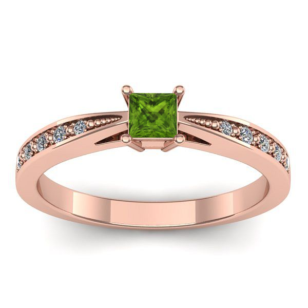 Inel logodna cu peridot patrat