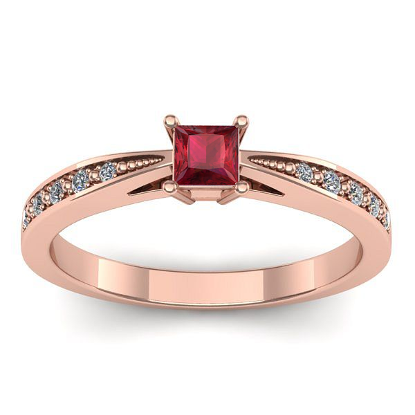 Inel de logodna cu rubin patrat