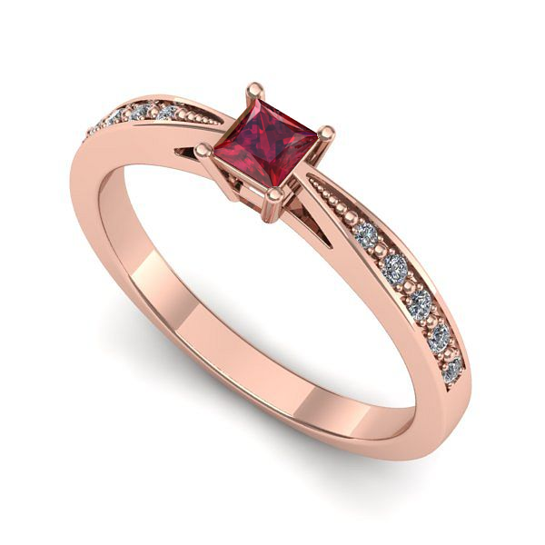 Inel logodna din aur roz cu rubin