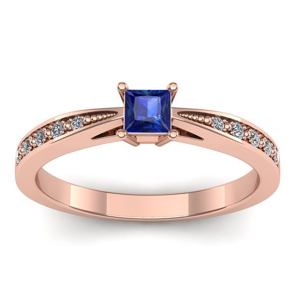 Inel logodna cu safir patrat