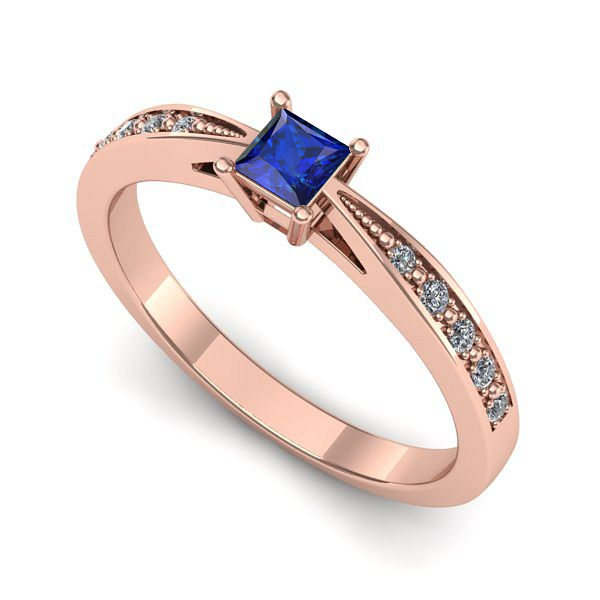 Inel din aur roz cu safir