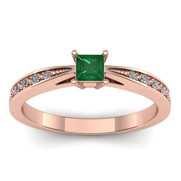 Inel cu smarald patrat