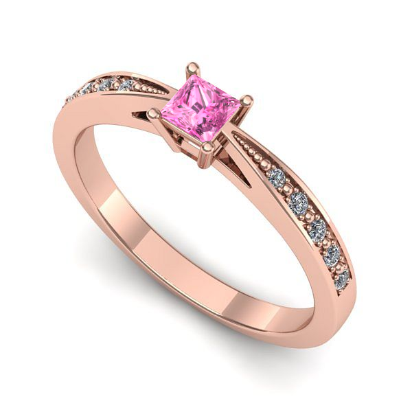 Inel din aur roz cu safir roz