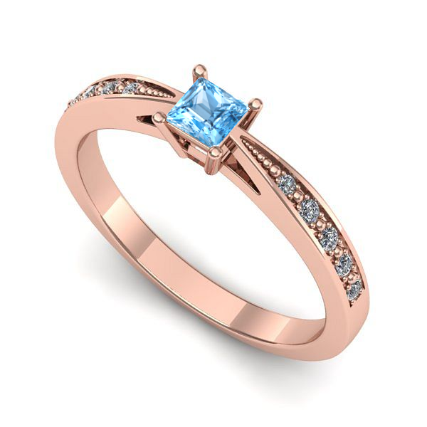 Inel de logodna din aur roz cu topaz blue