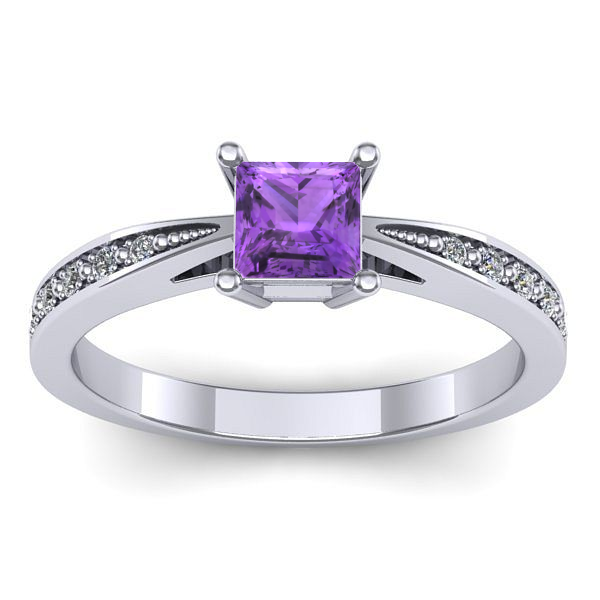 Inel cu ametist patrat